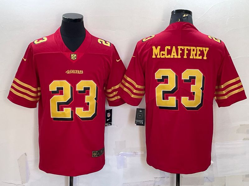 Men San Francisco 49ers #23 Mccaffrey Red Gold 2022 Nike Limited Vapor Untouchable NFL Jersey